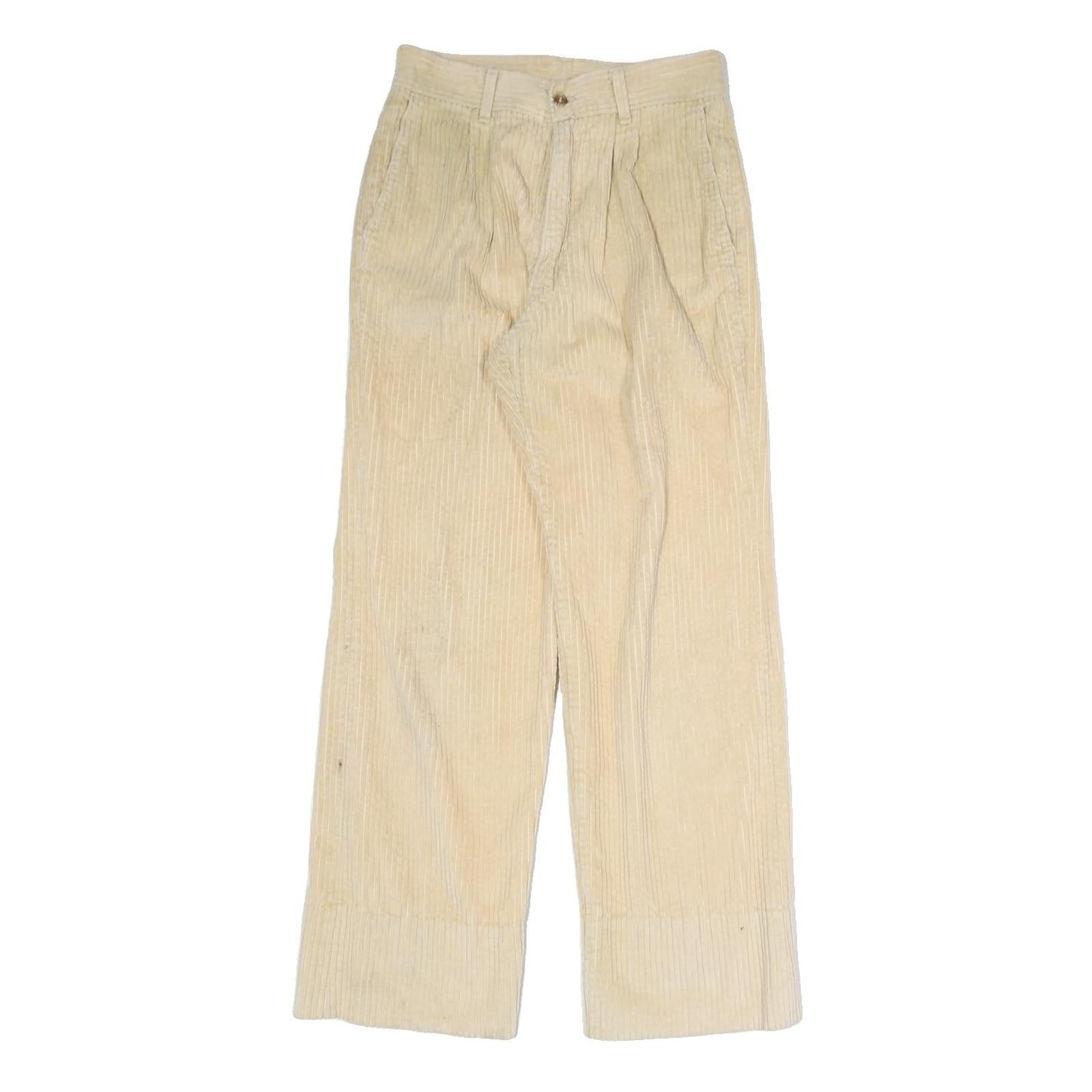 Mens Beige Cotton Blend Regular Fit Straight Leg Trousers W27 L29 Casual Wear