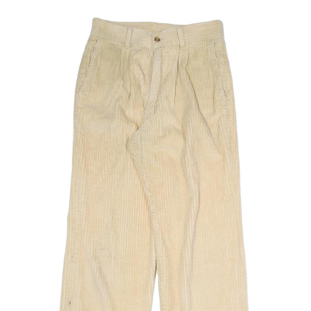 Mens Beige Cotton Blend Regular Fit Straight Leg Trousers W27 L29 Casual Wear