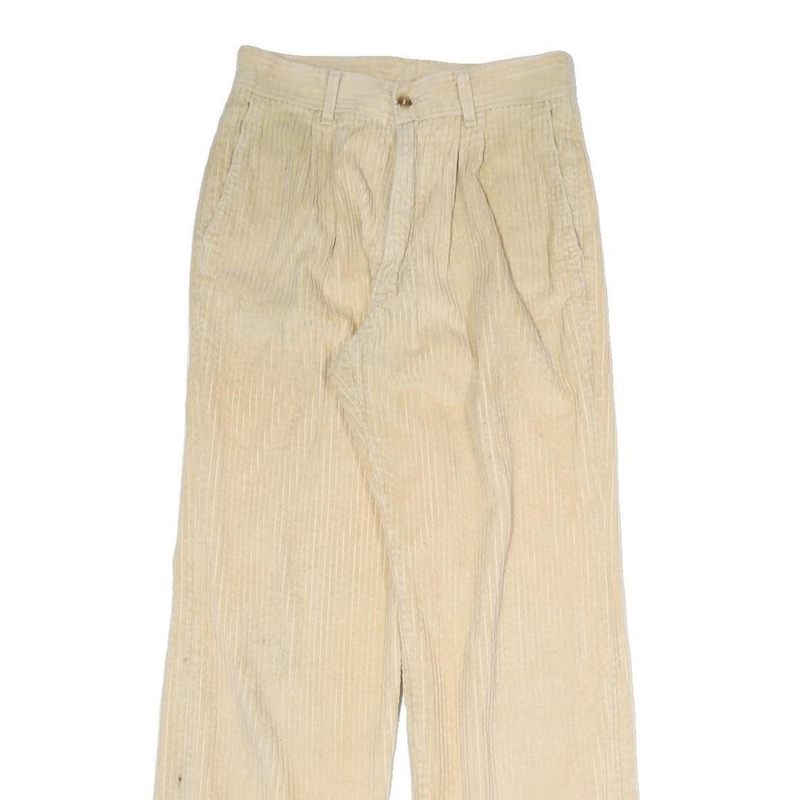Mens Beige Cotton Blend Regular Fit Straight Leg Trousers W27 L29 Casual Wear