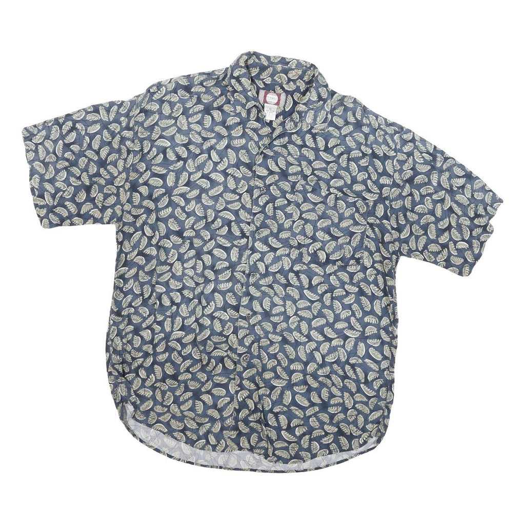 CHIAMARE Mens Blue & White Floral Rayon Shirt M Summer Casual Button