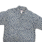 CHIAMARE Mens Blue & White Floral Rayon Shirt M Summer Casual Button