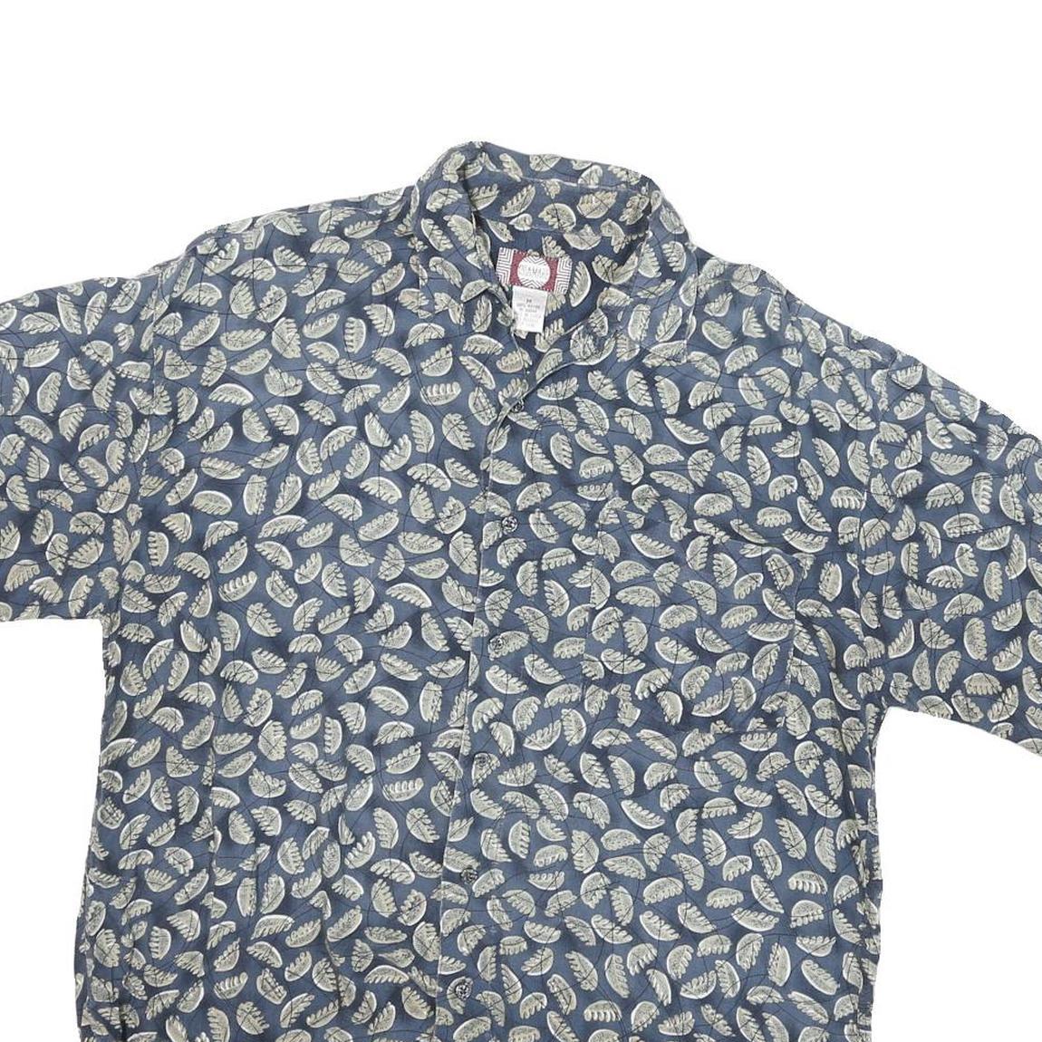 CHIAMARE Mens Blue & White Floral Rayon Shirt M Summer Casual Button