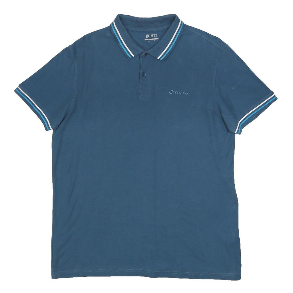 LOTTO Mens Blue Polo Shirt 2XL Cotton Short Sleeve Classic Fit Casual
