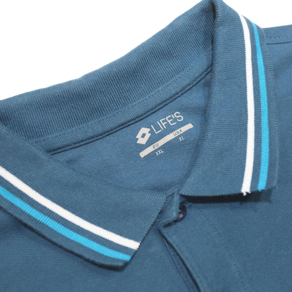 LOTTO Mens Blue Polo Shirt 2XL Cotton Short Sleeve Classic Fit Casual