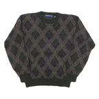 CLAY BROOKE Mens Green & Purple Patterned Jumper Crew Neck Basic Knit M Warm