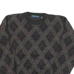 CLAY BROOKE Mens Green & Purple Patterned Jumper Crew Neck Basic Knit M Warm