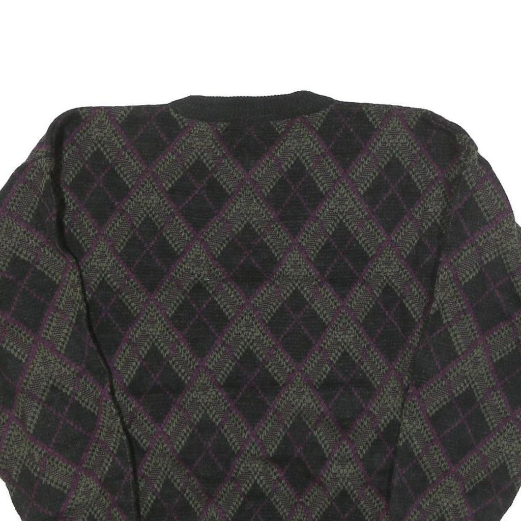 CLAY BROOKE Mens Green & Purple Patterned Jumper Crew Neck Basic Knit M Warm