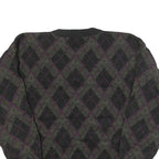 CLAY BROOKE Mens Green & Purple Patterned Jumper Crew Neck Basic Knit M Warm