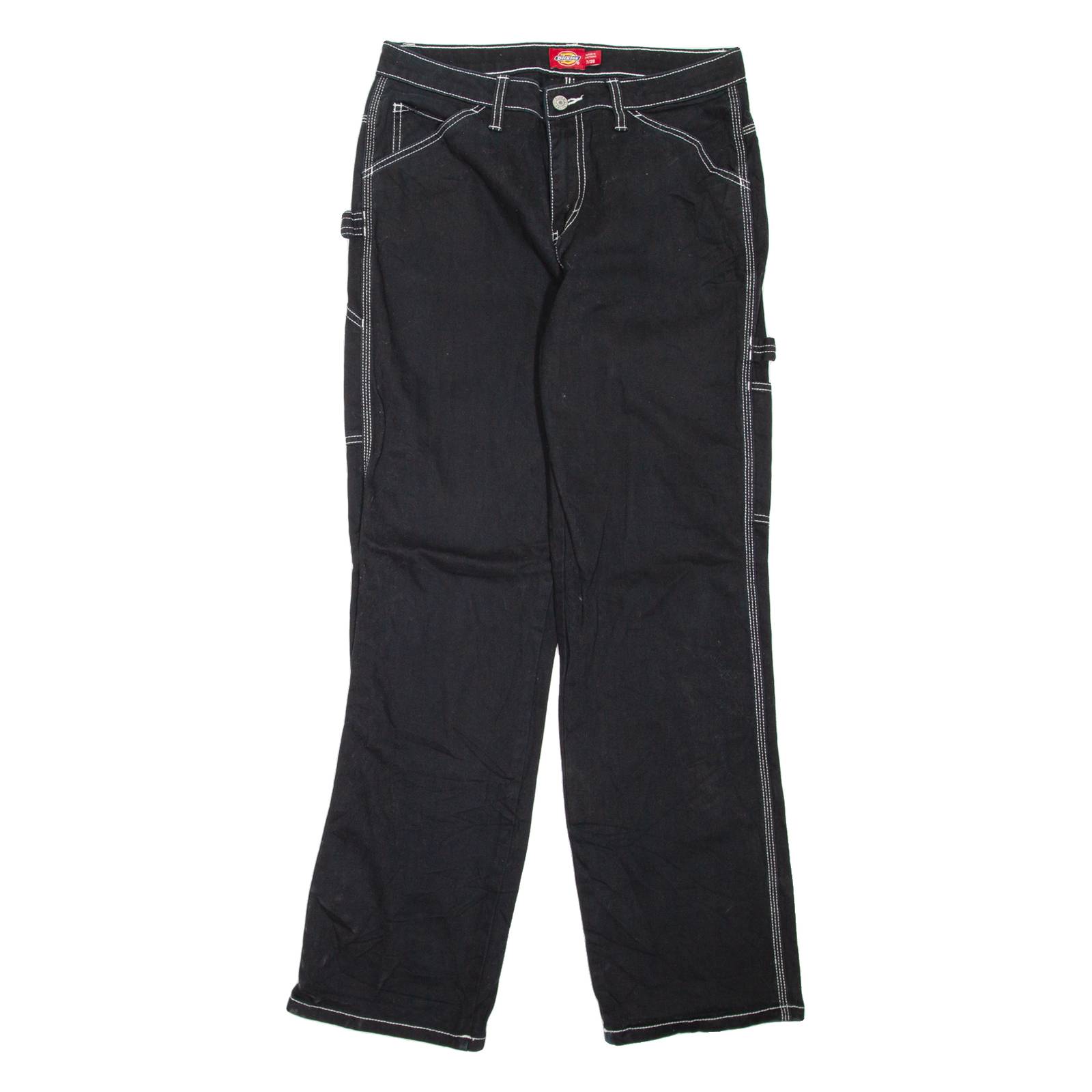 DICKIES Carpenter Workwear Womens Trousers Black Regular Straight W28 L30