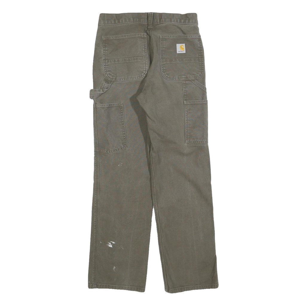 CARHARTT Mens Cotton Brown Relaxed Straight Trousers W28 L30 Workwear Durable