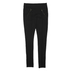 PAPAYA Womens Black Cotton Blend Regular Skinny Trousers W28 L28 Zipper Pockets