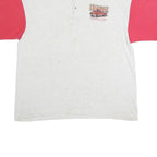 COTTON KING Mens White & Red Graphic T-Shirt XL Short Sleeve Henley Button