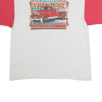 COTTON KING Mens White & Red Graphic T-Shirt XL Short Sleeve Henley Button