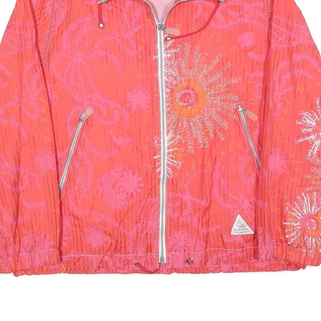 LUHTA Womens Red Pink Floral Print Zip Jacket M Polyester Blend Lightweight