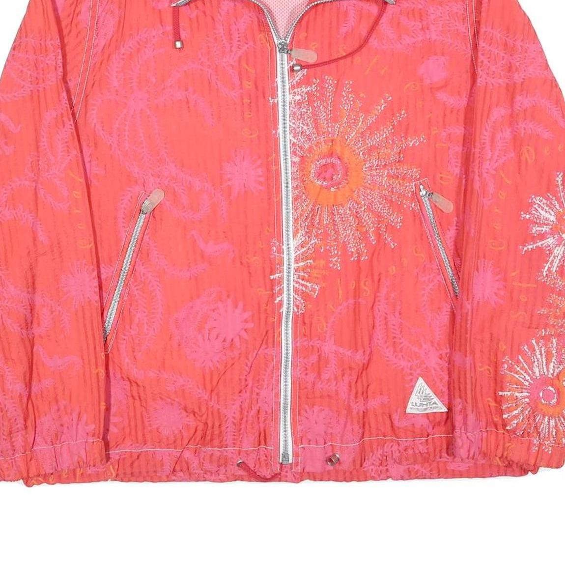 LUHTA Womens Red Pink Floral Print Zip Jacket M Polyester Blend Lightweight