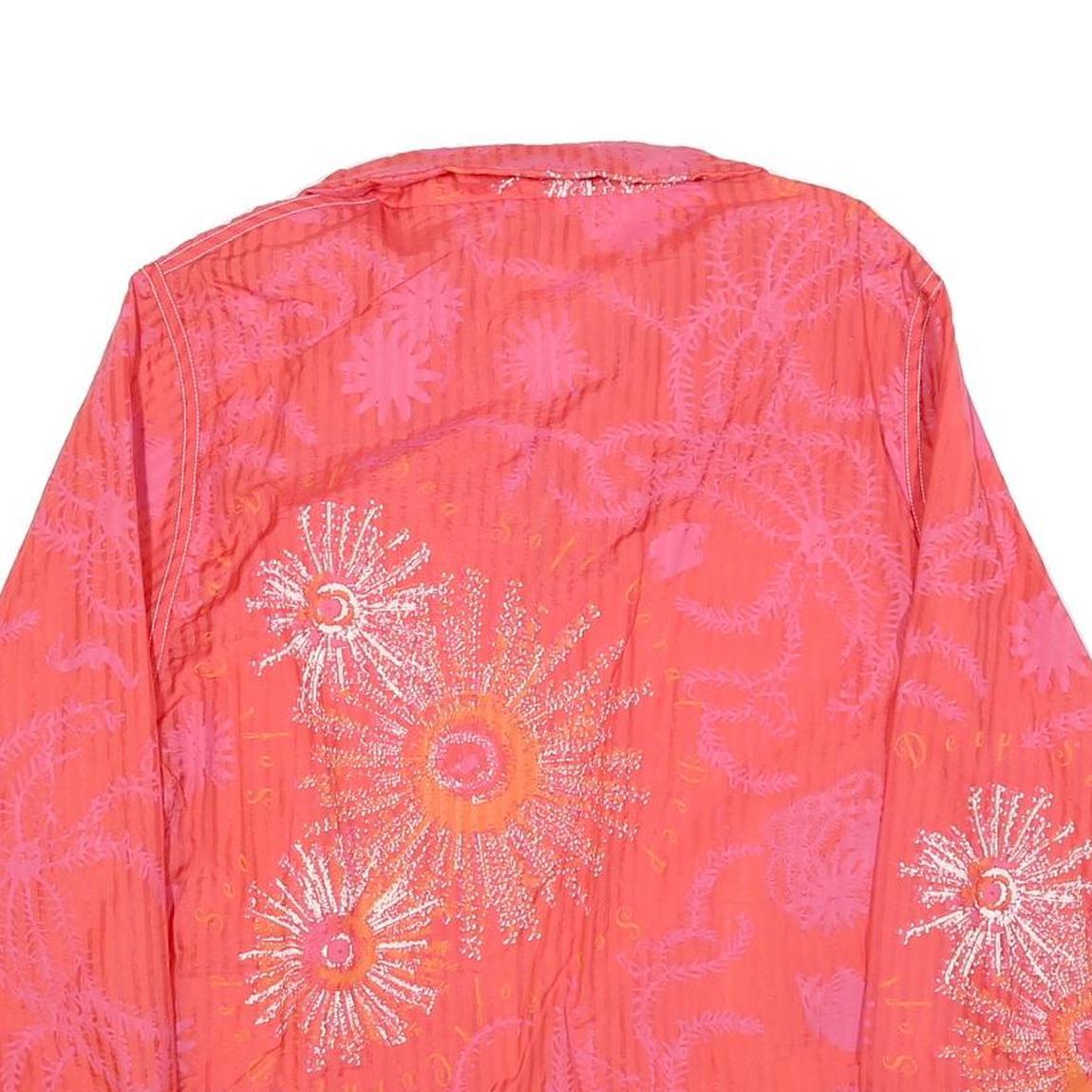 LUHTA Womens Red Pink Floral Print Zip Jacket M Polyester Blend Lightweight