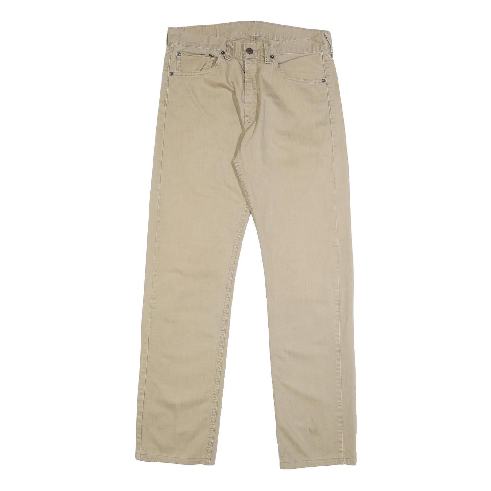LEVI'S Mens Cotton Beige Regular Straight Trousers W32 L34 Casual Classic Zip