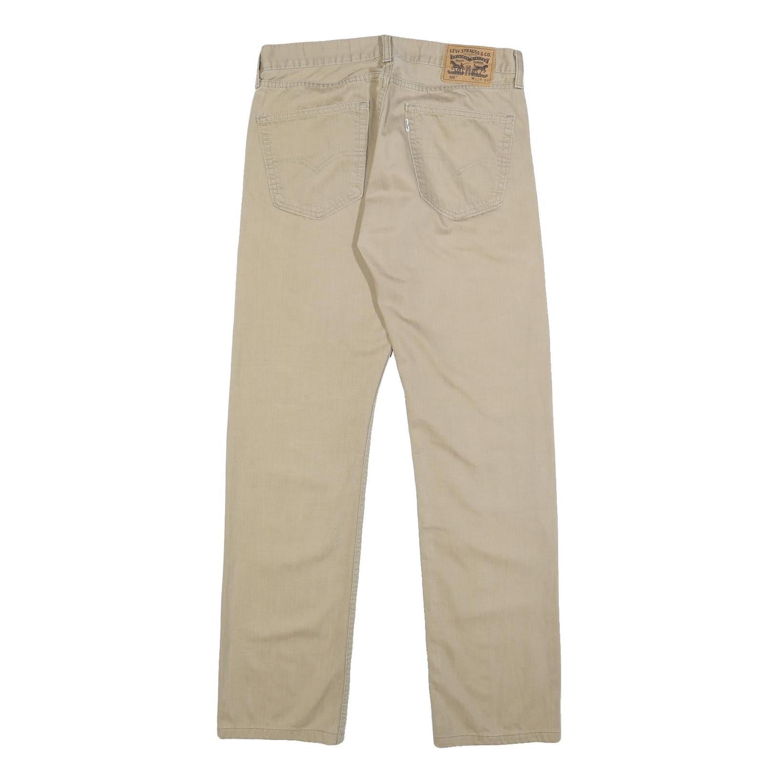 LEVI'S Mens Cotton Beige Regular Straight Trousers W32 L34 Casual Classic Zip