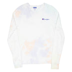 CHAMPION Tie-dye Womens T-Shirt White Long Sleeve S