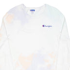 CHAMPION Tie-dye Womens T-Shirt White Long Sleeve S