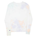 CHAMPION Tie-dye Womens T-Shirt White Long Sleeve S