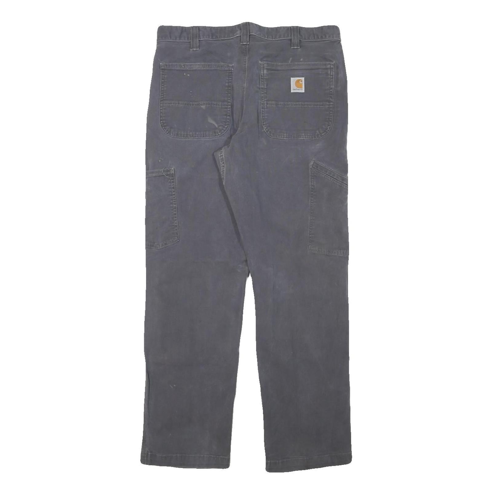 CARHARTT Mens Cotton Blend Black Relaxed Straight Trousers W33 L30 Workwear