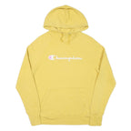 CHAMPION Mens Yellow Hoodie M Cotton Blend Pullover Casual Sweatshirt