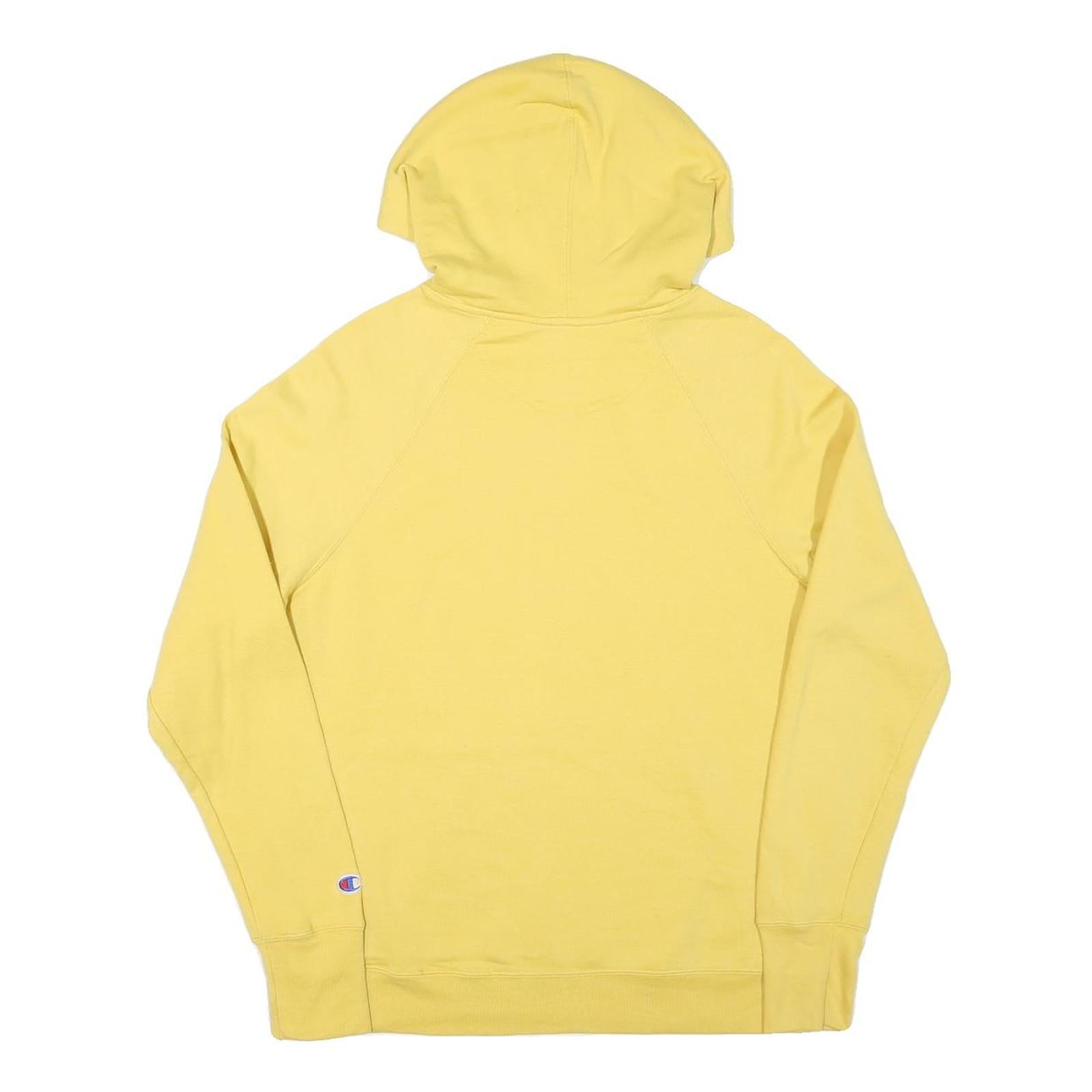CHAMPION Mens Yellow Hoodie M Cotton Blend Pullover Casual Sweatshirt