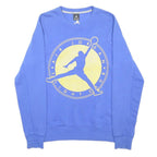 AIR JORDAN Mens Blue Crew Neck M Flight Club Cotton Blend Sweatshirt