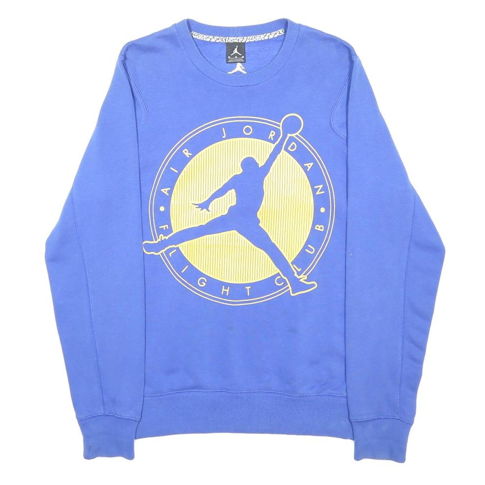 AIR JORDAN Mens Blue Crew Neck M Flight Club Cotton Blend Sweatshirt