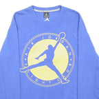 AIR JORDAN Mens Blue Crew Neck M Flight Club Cotton Blend Sweatshirt