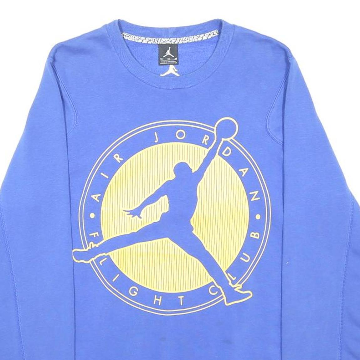 AIR JORDAN Mens Blue Crew Neck M Flight Club Cotton Blend Sweatshirt