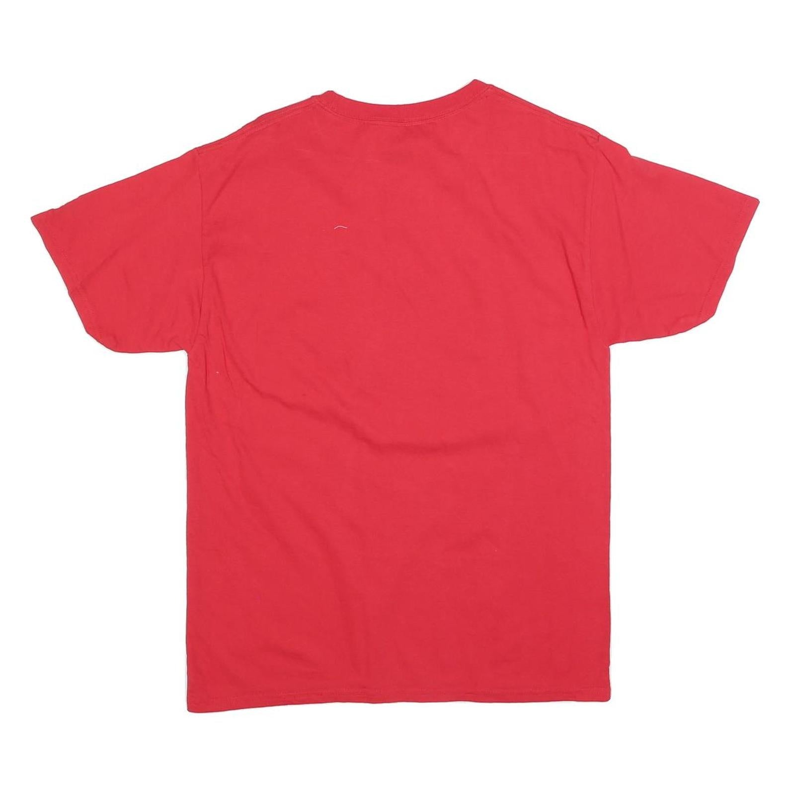 CHAMPION Mens Red Graphic T-Shirt M Short Sleeve Crew Neck Logo Cotton Blend