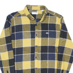 LACOSTE Mens Yellow & Blue Check Shirt M Casual Cotton Long Sleeve Button Collar