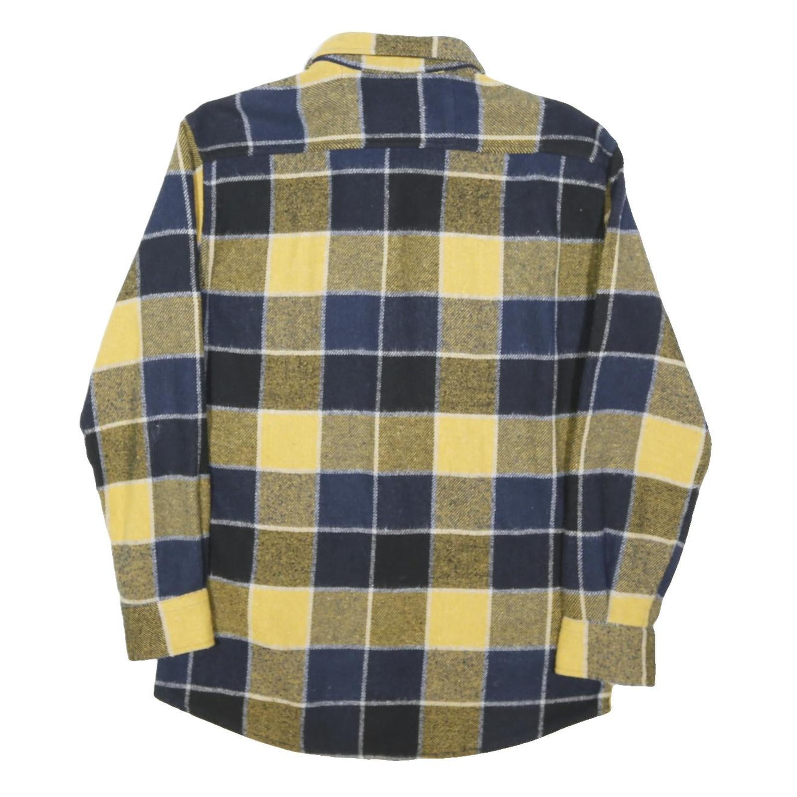 LACOSTE Mens Yellow & Blue Check Shirt M Casual Cotton Long Sleeve Button Collar