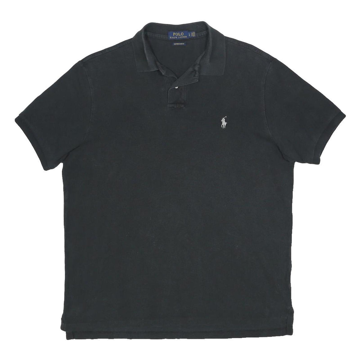 POLO RALPH LAUREN Mens Black Short Sleeve Plain Polo Shirt L Cotton Classic Fit