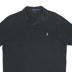 POLO RALPH LAUREN Mens Black Short Sleeve Plain Polo Shirt L Cotton Classic Fit