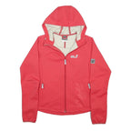 JACK WOLFSKIN Womens Red Hooded Jacket UK 12 Polyester Zip Softshell Outdoor
