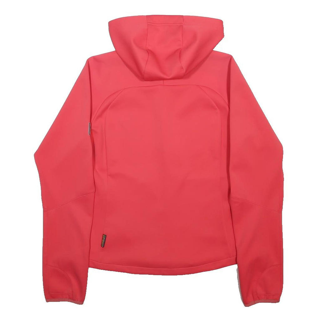 JACK WOLFSKIN Womens Red Hooded Jacket UK 12 Polyester Zip Softshell Outdoor