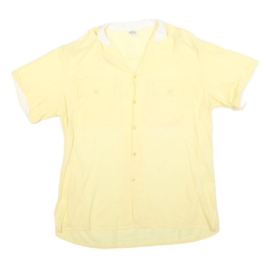 GIOCCO Mens Yellow Shirt M Cotton Summer Casual Short Sleeve Button