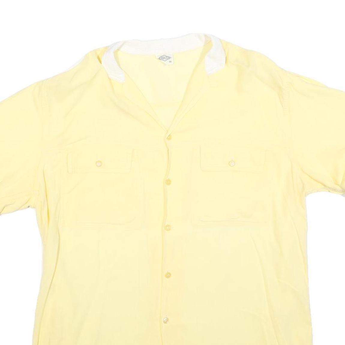 GIOCCO Mens Yellow Shirt M Cotton Summer Casual Short Sleeve Button