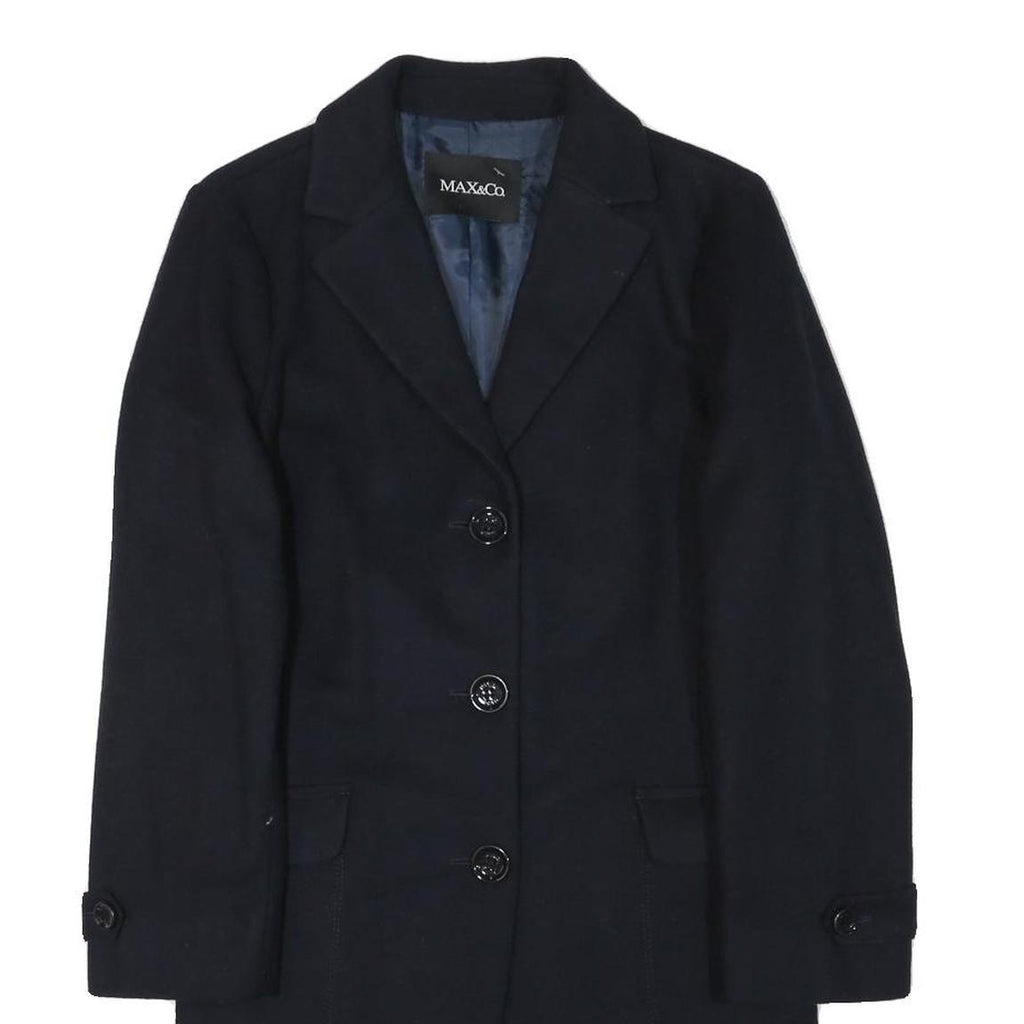 MAX&CO Womens Black Wool Tailored Coat XS Button Closure Classic Outerwear