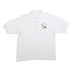 COTTON DELUXE Mens White Master Composter Volunteer Printed Short Sleeve L Polo