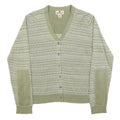 WOOLRICH Womens Green & Cream Patterned Cardigan V-Neck Basic Knit L Fair Isle