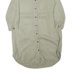 ZARA Womens Beige Shirt Dress Cotton Blend Button Long Sleeve M Casual