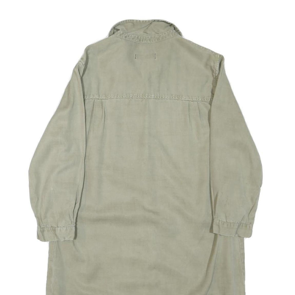 ZARA Womens Beige Shirt Dress Cotton Blend Button Long Sleeve M Casual