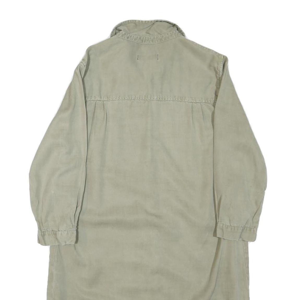 ZARA Womens Beige Shirt Dress Cotton Blend Button Long Sleeve M Casual