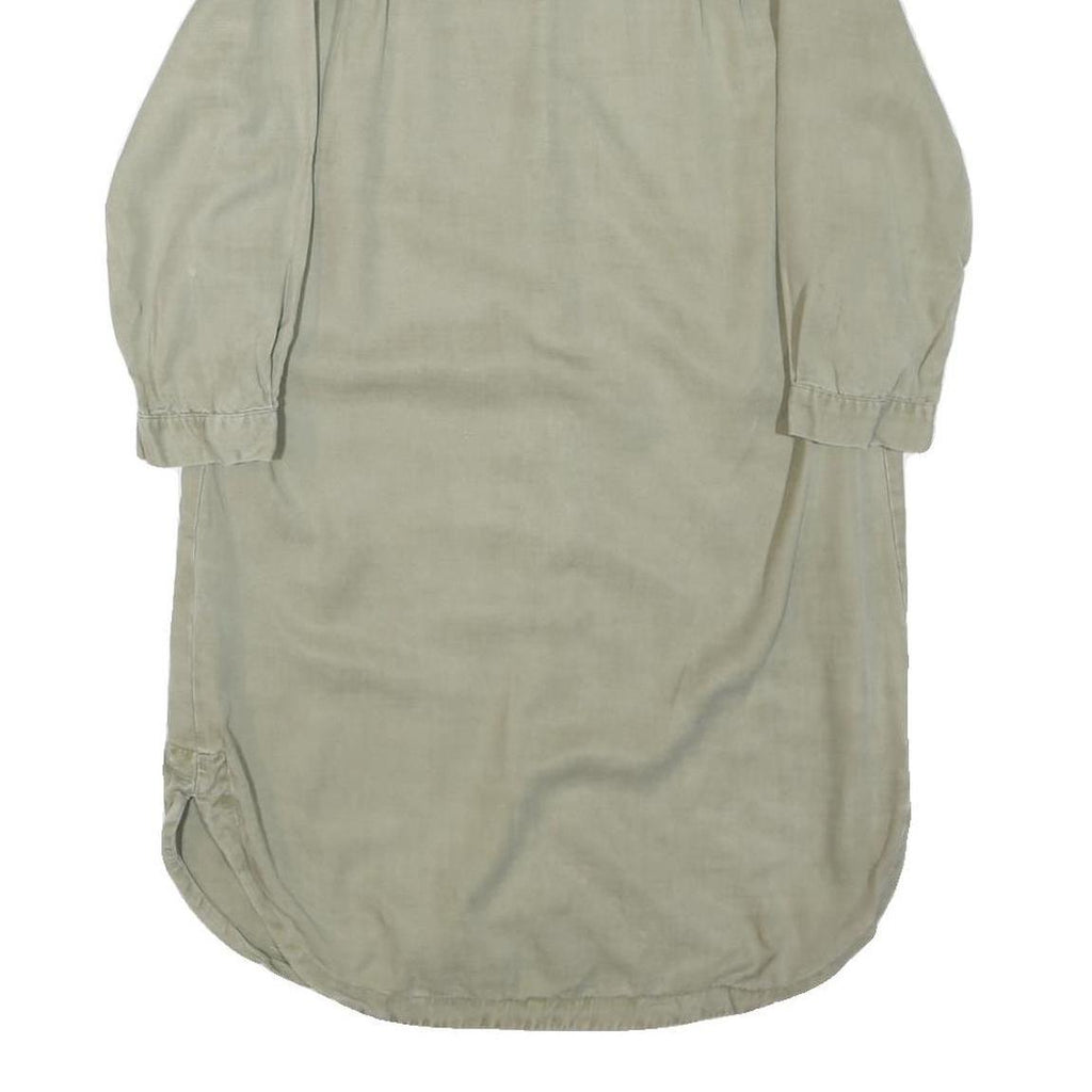 ZARA Womens Beige Shirt Dress Cotton Blend Button Long Sleeve M Casual