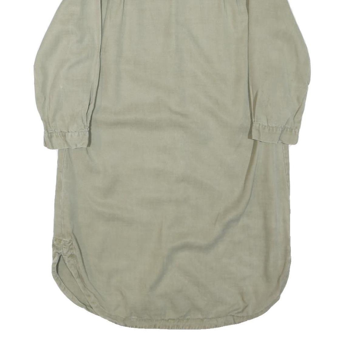 ZARA Womens Beige Shirt Dress Cotton Blend Button Long Sleeve M Casual