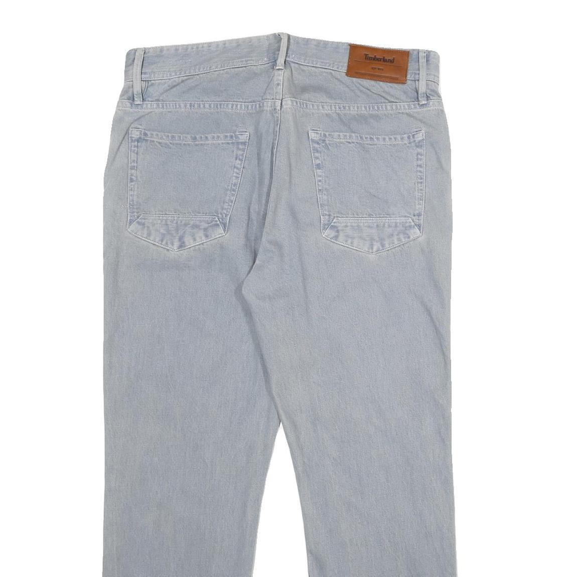 TIMBERLAND Mens Jeans Light Blue Regular Straight Denim W34 L30 Button Closure